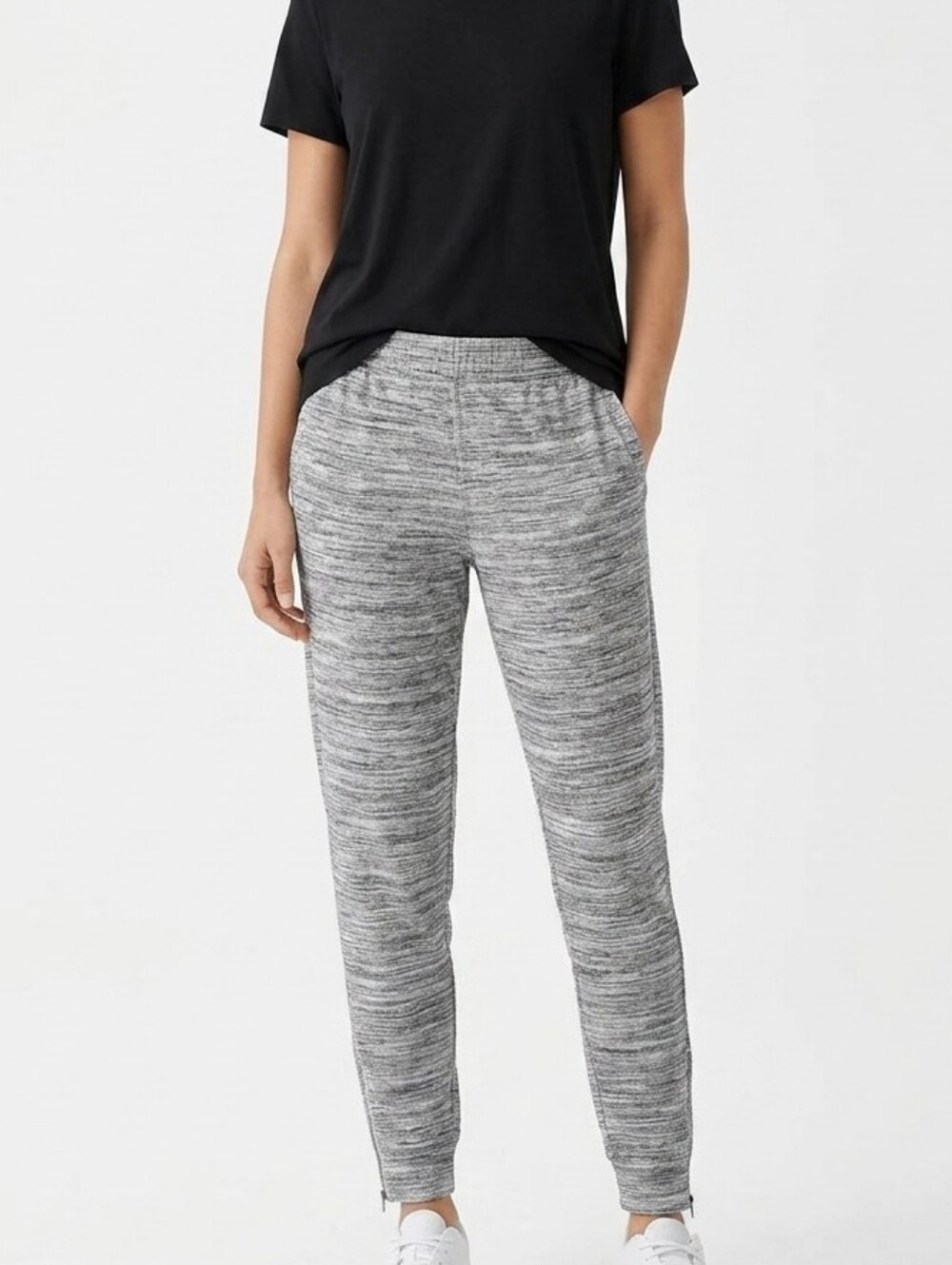 Banana Republic Spacedye Joggers Small Grey Marled Ankle Zip Lounge Pant